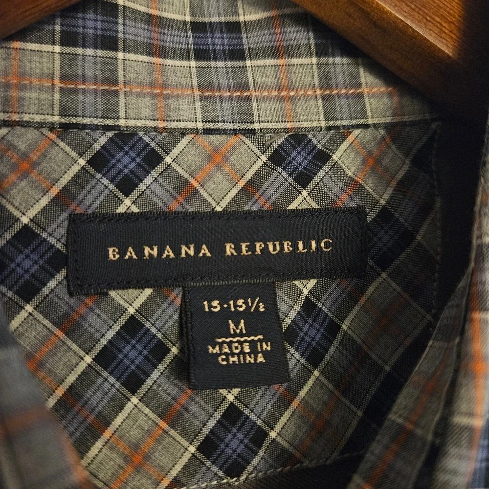 Banana Republic Men's Plaid Shirt M 15-15.5 100% Cotton Long Sleeve Button Front